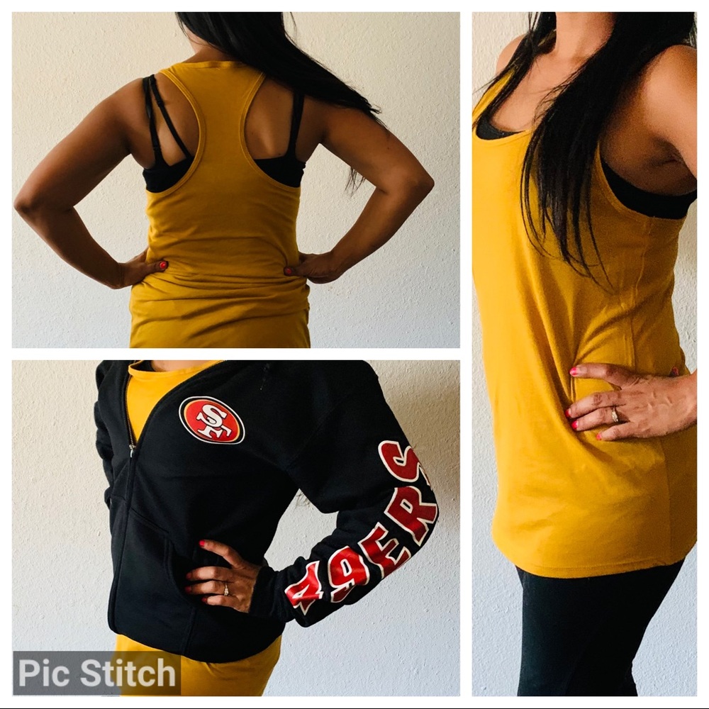 Sexy Gold Cotton Razorback Tank-top - Picture 3 of 3
